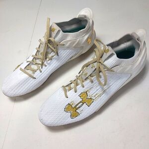 Under Armour White and Gold Blur Smoke 2.0 MC Lacrosse Cleats Size 15M
